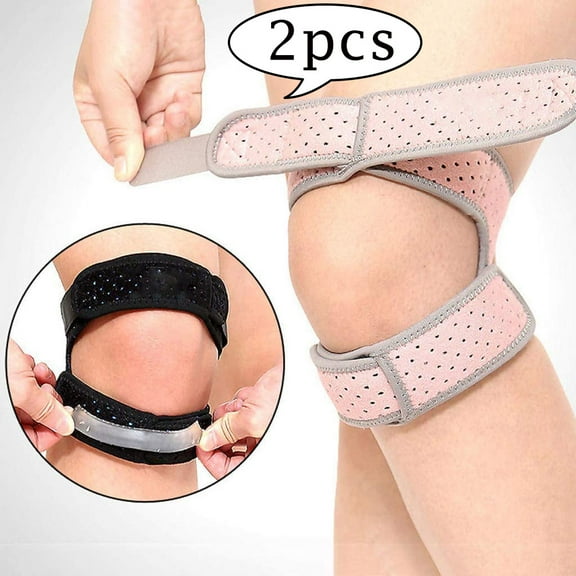 LNKOO 2 Pack Patellar Tendon Support Strap, Knee Pain Relief with Silicone Adjustable Knee Band, Brace Stabilizer for Gym, Running, Hiking, Weight Lifting, Basketball, Volleyball
