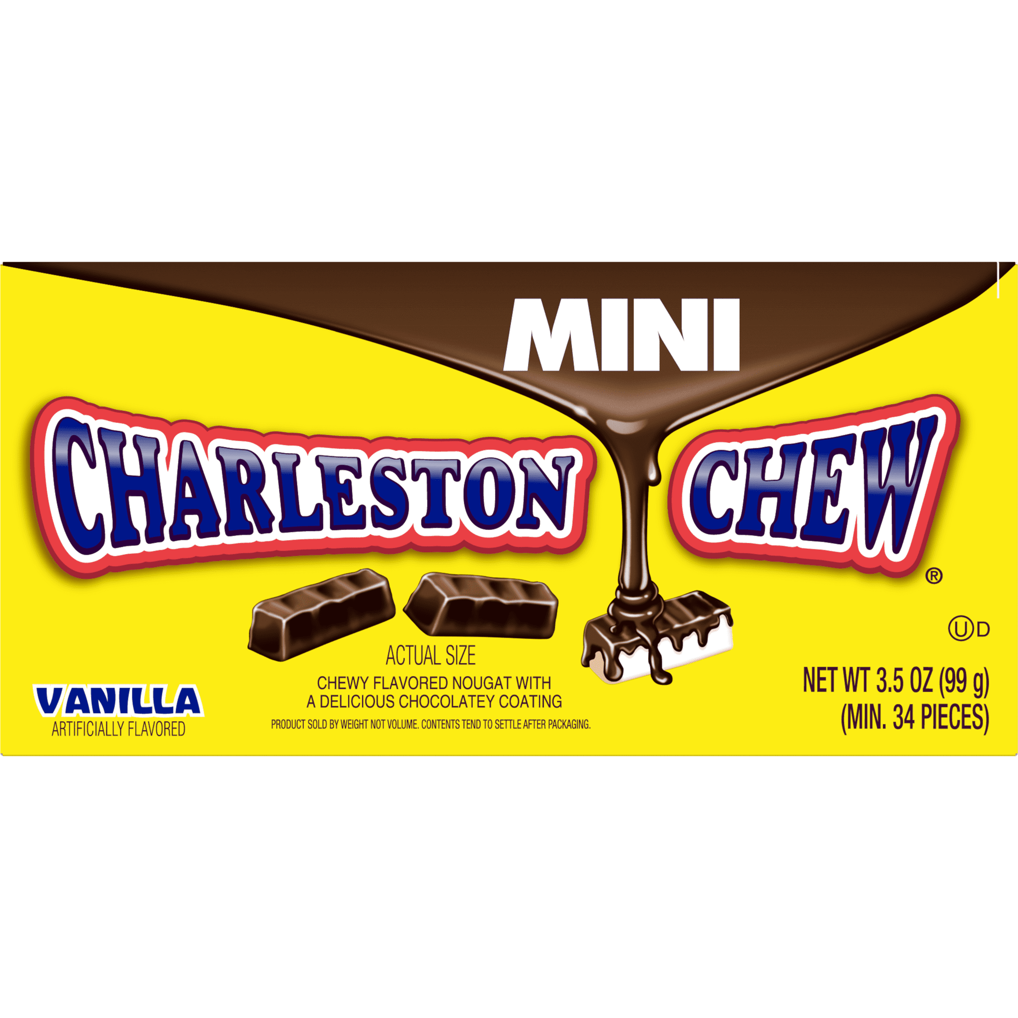 Charleston Mini Chews Chocolate Covered Vanilla Candy, 3.5 oz. Theater Box.