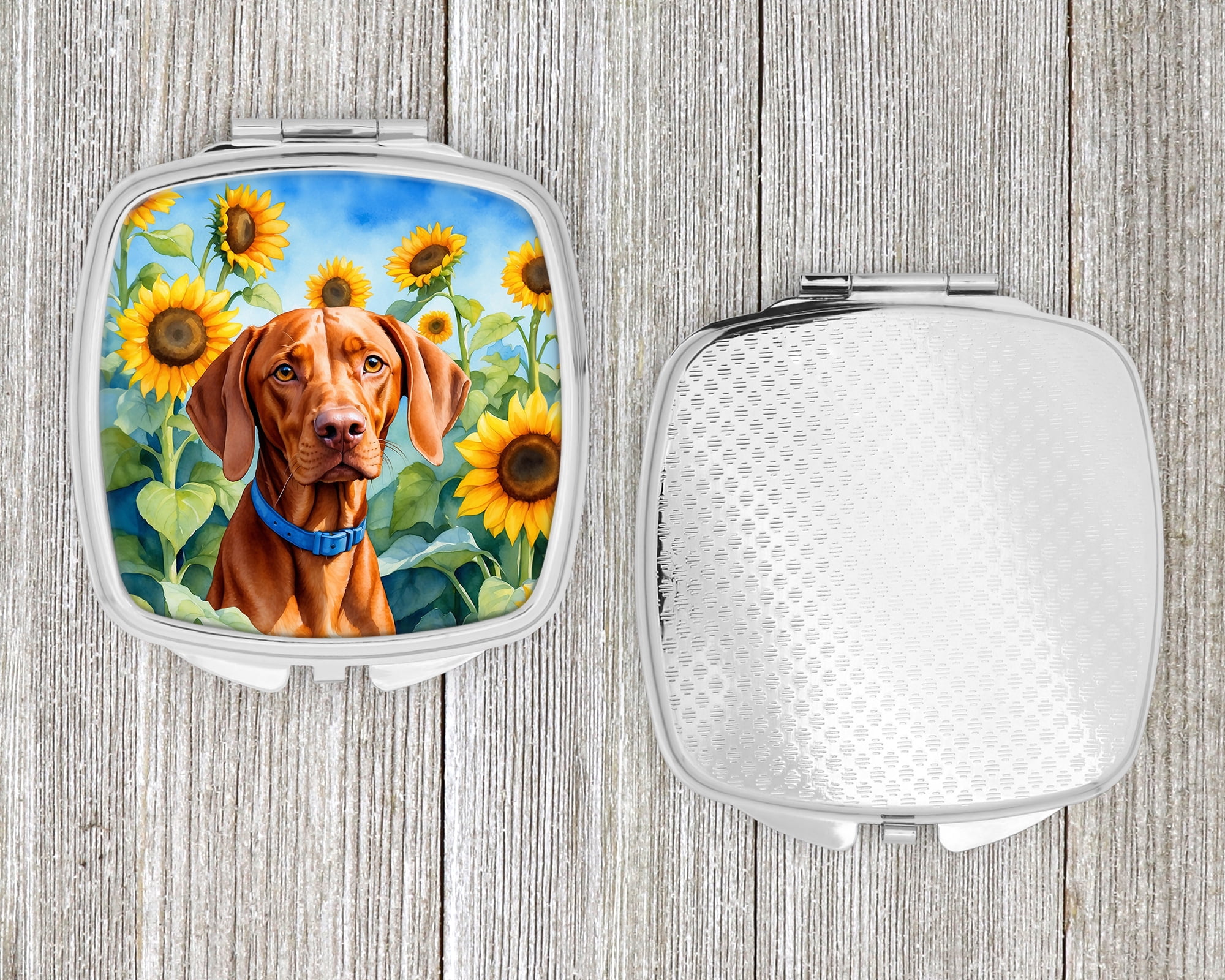 Vizsla in Sunflowers Compact Mirror 2.75 in x 3 in