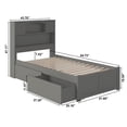 thumbnail image 6 of Leo & Lacey Modern Solid Wood Twin Platform Bed with USB Charger in Gray, 6 of 6