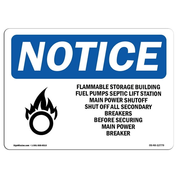 OSHA Notice Sign - Flammable Storage Building Fuel | Plastic Sign | Protect Your Business, Construction Site, Warehouse & Shop Area | Made in the USA