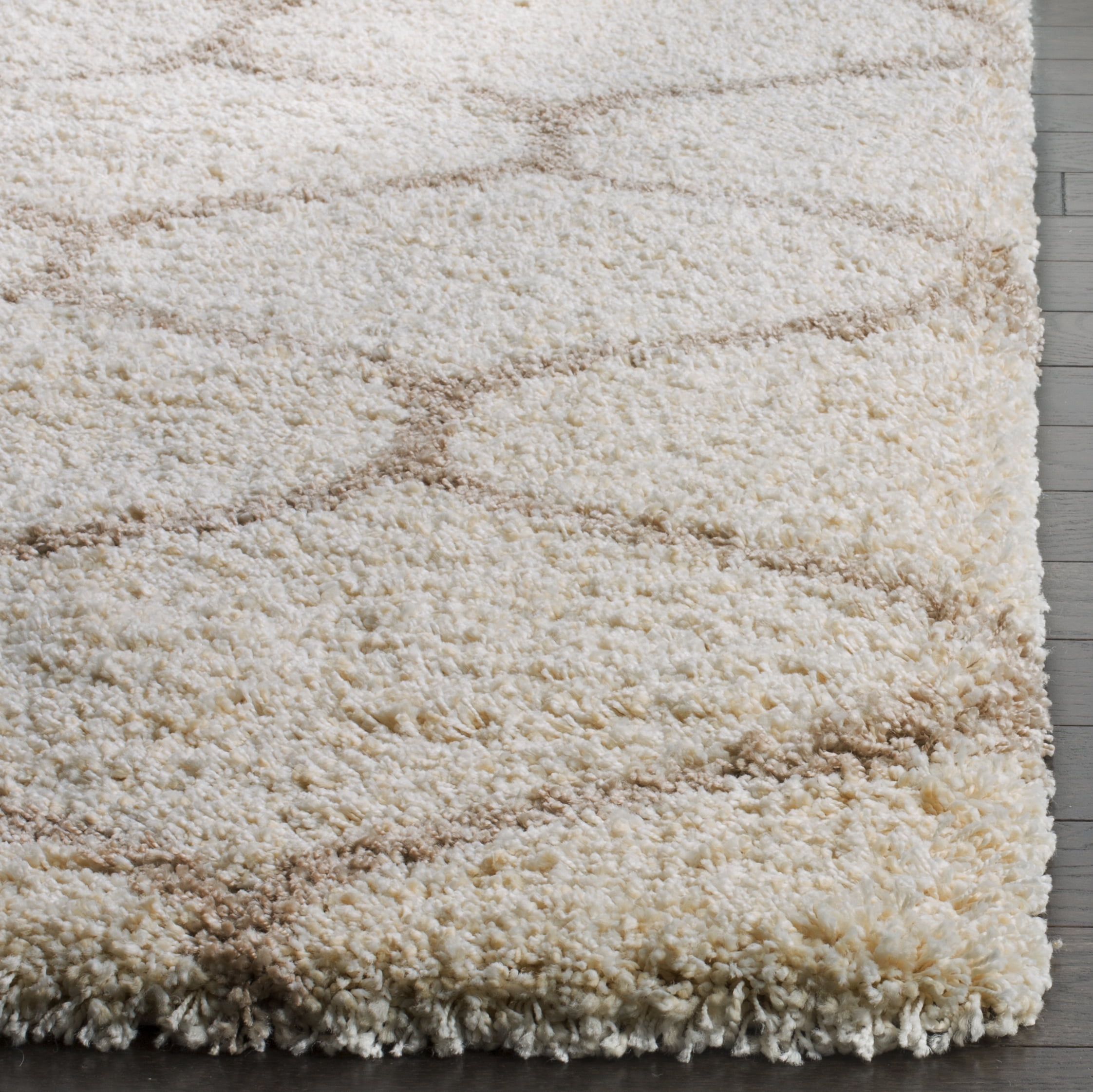 SAFAVIEH Hudson Arline Geometric Shag Area Rug, Ivory/Beige, 8' x 10'