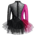 thumbnail image 3 of Sholeno Kids Girls Sparkly Figure Skating Dress Long Sleeve Ballet Tutu Leotard Contemporary Dance Dress Black Hot Pink 14, 3 of 7