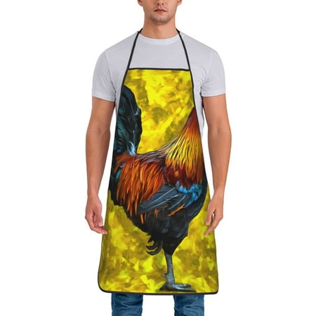 

Matuu Colorful Rooster for Cooking Apron for Men and Women Adjustable Strap and Waist Ties for Baking Cooking Gardening