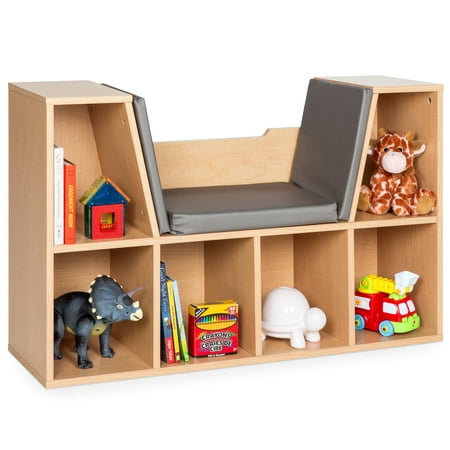 Best Choice Products Multi-Purpose 6-Cubby Kids Bedroom Storage Organizer Bookcases Shelf Furniture Decoration with Cushioned Reading Nook,