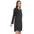 thumbnail image 2 of Inkmeso Solid Jersey Nightgown For Women Long Sleeve Button Down Sleepshirt Loungewear Nightdress, 2 of 7