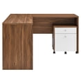 thumbnail image 4 of Modway Transmit Particleboard MDF Wood Desk and File Cabinet Set in Walnut/White, 4 of 9