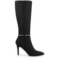 thumbnail image 3 of BLISSFUL STEP Women's Boots Rhinestone Knee High Boots Pointed Toe Stiletto Faux Suede Boots Black 7, 3 of 8