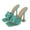 Turquoise, variant on YDN Women Classic Square Open Toe Slide Mules Kitten High Heel Slip On Sandals Backless Daily Dress Shoes Size 7 White