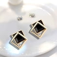 thumbnail image 1 of Elegant Square Geometric Earrings for Women Wedding Rhinestone Dangle Jewelry Gold Color Statement Accessories, 1 of 3