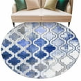 thumbnail image 2 of Blue Morocco Round Area Rug 5 FT, Non Slip Bedroom Area Rug, Vintage Graffiti Paint Art Boho Dappled Washable Soft Circular Carpet Non-Shedding Floor Mat for Kitchen Dining Room Foyer Balcony Dorm, 2 of 9