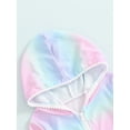 thumbnail image 6 of DDSBABAY 1-7T  Kids Girls Swimsuit Cover up Rainbow Print Zipper Long Sleeves Hoodie Dress Rash Guards for Toddler Bathing Suit, 6 of 9