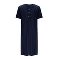 thumbnail image 4 of JDQJBZ Mens Summer Short Sleeve V Neck Solid Color Tunic Thobe Muslim Robe Set 2 Piece, 4 of 5