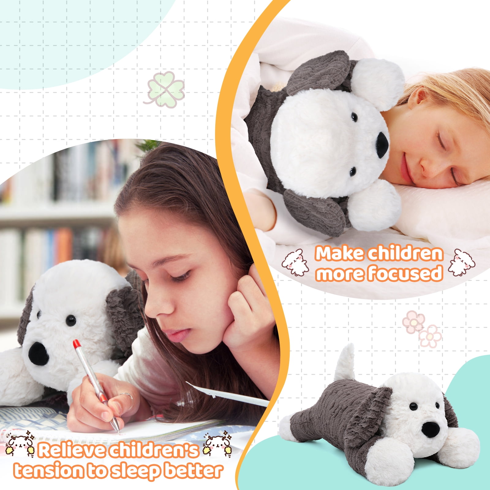 MorisMos 24" Weighted Microwavable Stuffed Animal, Large Weighted Stuffed Dog Plush Toy