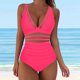 thumbnail image 1 of Conjunto de bikini liso sin mangas para mujer, traje de baño push-up acolchado, ropa de playa, traje de baño de poliéster, 1 of 4