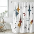 thumbnail image 6 of Blue Red Diamond Shower Curtain, Waterproof Shower Curtains for Bathroom, Modern Geometric Middle Century Washable Fabric Bathtub Curtain Set Bath Decor with 12 Hooks Standard 72"x72", 6 of 6