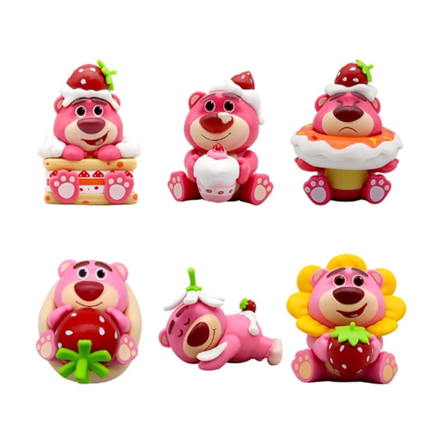 Adorno bonito para coche con forma de oso de fresa, decoración Interior de coche multiusos para fiesta, 6 uds.