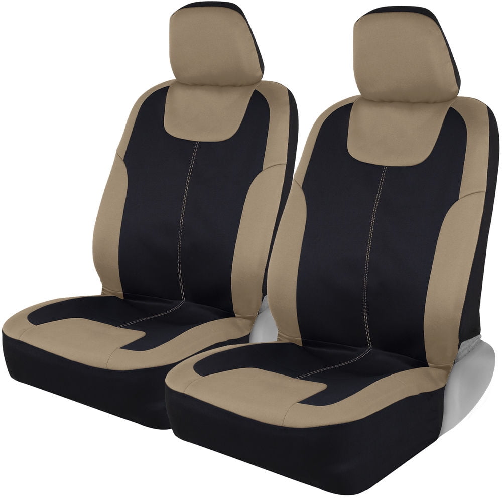Motor Trend Cushion Car Seat Covers PU Leather Orange Piping on Black