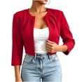 thumbnail image 3 of VBVC Women's 3/4 Sleeve Cropped Bolero Jacket , Ladies' Ruched Dressy Casual Shrug Cardigan , Lightweight Work Party Outerwear For Women, Red , XS-XL, 3 of 8