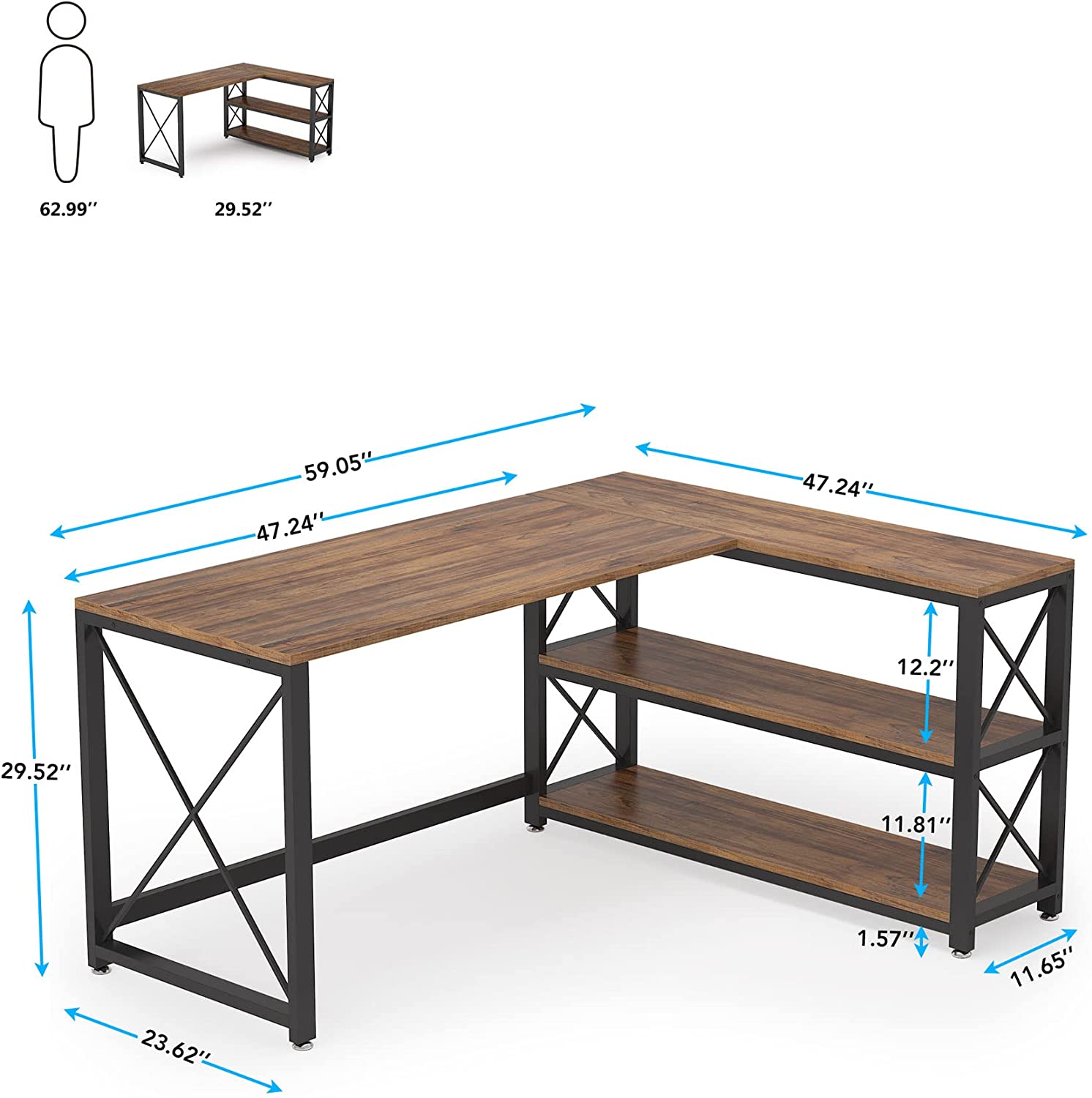 Tribesigns Computer Desk with 5 Drawers, Home Office Desks with Reversible  Drawer Cabinet Printer Stand, Industrial PC Desk with Storage, Rustic Study  Writing Table Workstation for Small Spaces - Yahoo Shopping