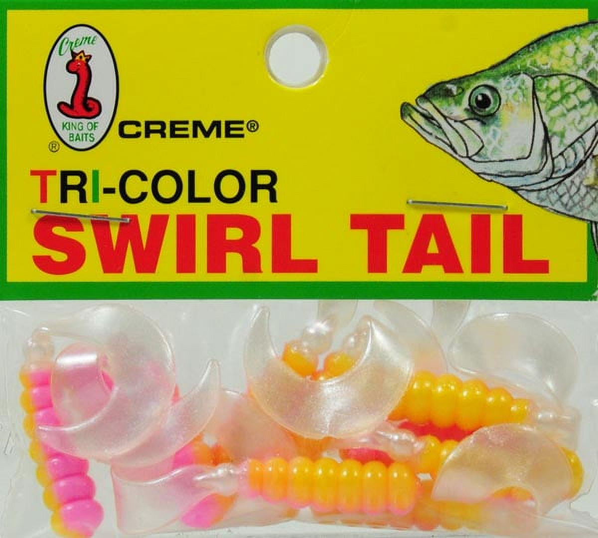 (6 pack) Crème Tri Color Swirl Tail Fishing Lures for Bass, 3-Count
