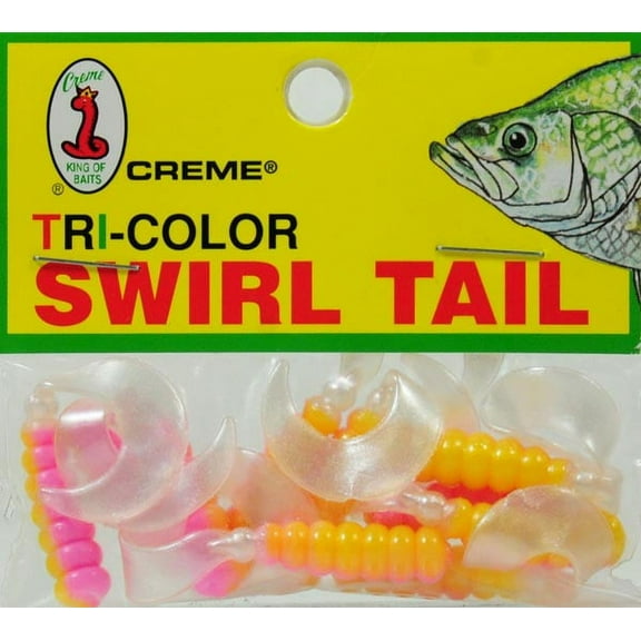 Crème Tri Color Swirl Tail Fishing Lures for Bass, 3-Count