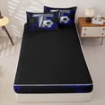 thumbnail image 4 of Castle Fairy Sport Soccer Print Zipper Full Size Comforter Sets with Fitted Sheet and 2 Pillowcases, Futuristic Letter T Zipper Bedding Set, Silver Black Blue,4pcs,Black Reversible, 4 of 6