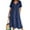 Dark Blue, variant on SnnmBlm Women's Casual V Neck Buttons Down Front Short Sleeve Loose Fit Midi Dress Dark Blue 4XL