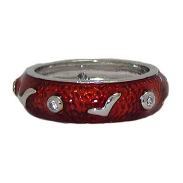 Red Hand Enamel Stack Ring Austrian Crystal