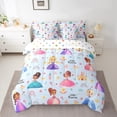 thumbnail image 2 of Erosebridal Little Princess Bed in a Bag Queen Size,Kawaii Girls Bed Set,Blue Flower Caslte Bedding Queen Size For Girls,Ultra Soft Room Decor Reversible,7 Pieces, 2 of 7