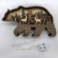 thumbnail image 2 of Adorno De Animales De Madera Con Luz Led Estilo Retro Silueta De Oso Pardo Decoración Creativa De Animales Del Bosque Para El Hogar Y La Oficina Inevent HA016136-00, 2 of 7