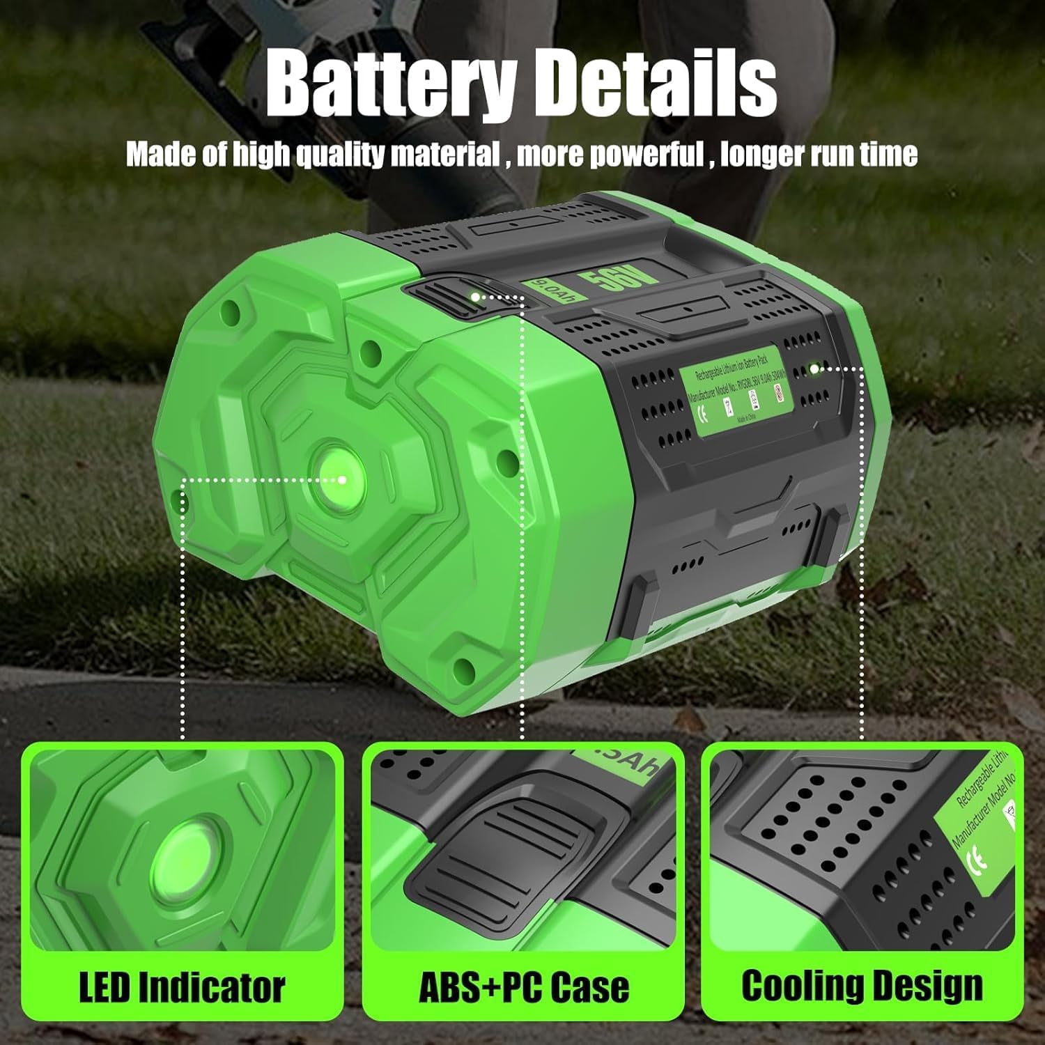 BA4200T 9000mAh Replacement for EGO 56 Volt Battery, Compatible with EGO Snowblower, Leaf Blower, Electric Cordless Power Tools and Charger