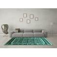 thumbnail image 3 of Ahgly Company Machine Washable Indoor Square Oriental Turquoise Blue Traditional Area Rugs, 5' Square, 3 of 4