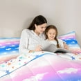 thumbnail image 5 of Homewish Kawaii Ombre Sky Clouds 3 Pieces Queen Comforter Set for Kids Children,Abstract Gradient Ultra Soft Bedding Sets,Dreamy Princess Bedding Comforter Set Breathable,Ultra Soft Home Decor, 5 of 8