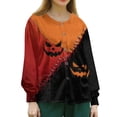 thumbnail image 3 of Womens Halloween Pumpkin Print Scrub Jacket Long Sleeve Nursing Uniform Jacket Fall Halloween Workwear With Pockets Orange 4XL, 3 of 4