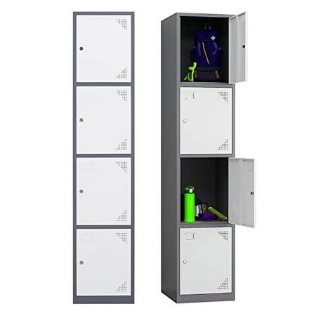 MIIIKO Metal Locker 2 Tier, Employee Lockers with Keys, Lockable 2 Door Storage Locker for School, Gym, Office, Dorm and Workshops