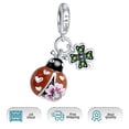 thumbnail image 3 of 925 Sterlinig Silver Ladybug Lucky Clover Dangle Charm for Women Bracelet Necklace Pendant, 3 of 7