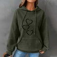 thumbnail image 2 of WREESH Women's Cozy Waffle Hoodie with Heart Print Long Sleeve Drawstring Hooded Sweatshirt Casual Top Green, 2 of 4