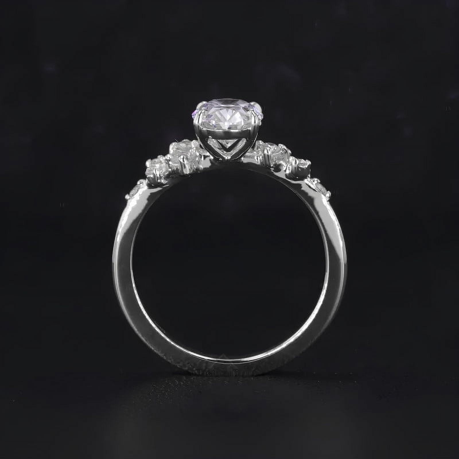 solitaire jewels Unique SnowDrift Oval Moissanite Engagement Ring For Women, 14K White Gold