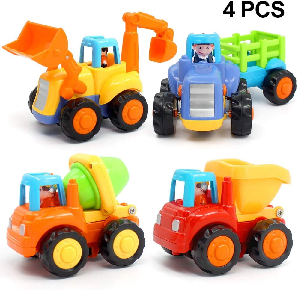without battery TrifyCore Pull back car childrens mini engineering car toy set including bulldozer tractor truck cement mixer suitable for children boys 6 pieces