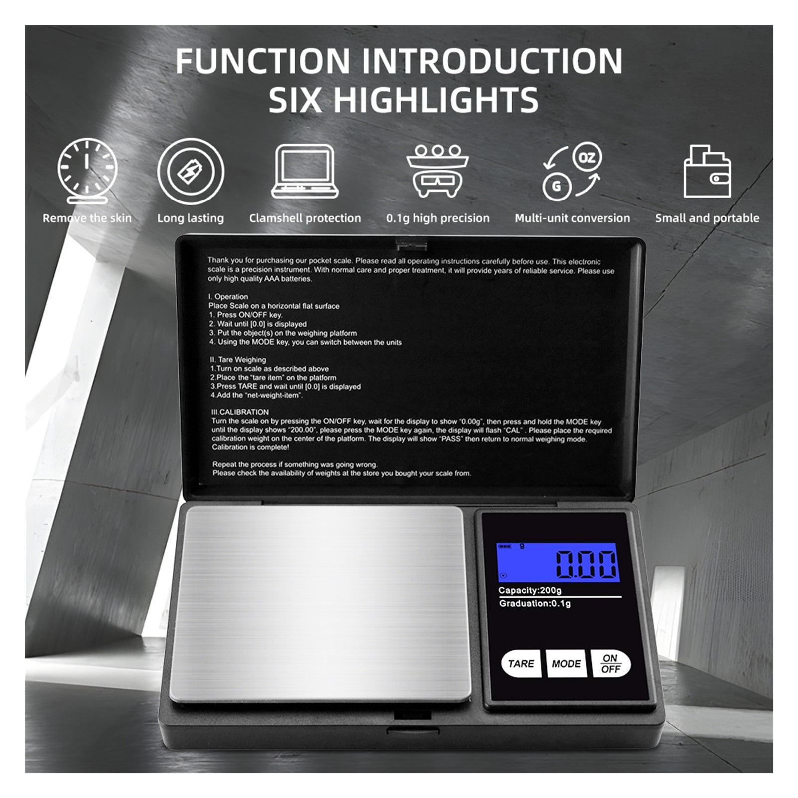 Grade Accurate Jewelry Display Calibration Function Digital Scale Suitable Jewelry Medicinal ,Multi Measuring Units