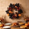 thumbnail image 4 of Bcylexb Fall Floral Wreaths for Front Door, 17.7" Artificial Maple Leaf Wreaths Realistic Hanging Door Wreath for Entry Porch Window Wall Indoor Outdoor Home Decor, 4 of 7
