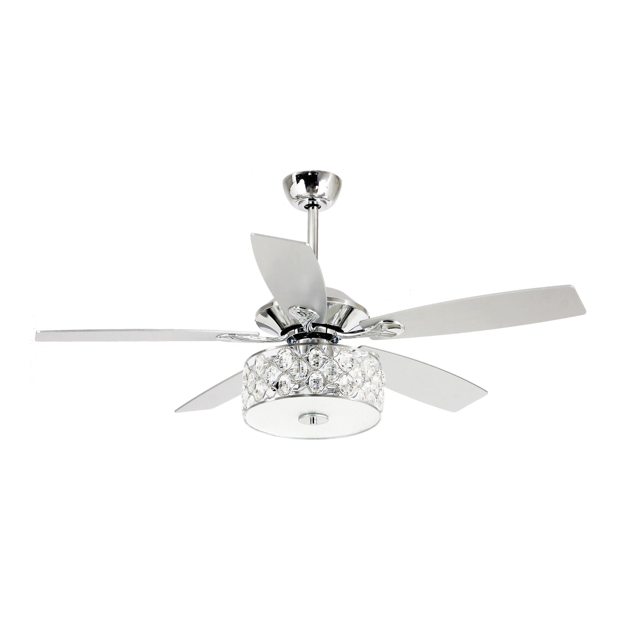 52" Crystal Ceiling Fan Light w/ Remote Control Modern Reversible Chandelier Fan 