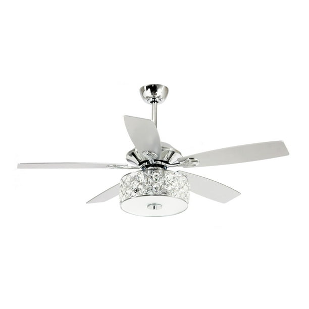 Ceiling Fans Lights With Remote Control, Modern Crystal Ceiling Fan With Remote Control Satin Nickel Plate