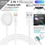 For iPhone Apple Watch SE/1/2/3/4/5/6 Fast Charging Wireless Wire 2 in 1 Charger Wireless Charger and Lightning Charging Cable