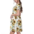 thumbnail image 2 of Disketp Sunflowers Leaves And Birds para Vestido de Manga Corta para Mujeres, Vestidos de Verano para Mujeres, Casual y Holgado para la Playa, 2 of 6