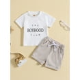 thumbnail image 2 of GXFC Toddler Baby Boys Shorts Outfits Infant Boys Short Sleeve Letters Print T-shirt Tops and Drawstring Shorts Pants Newborn Boys Summer Two Piece Set 0-3T, 2 of 9