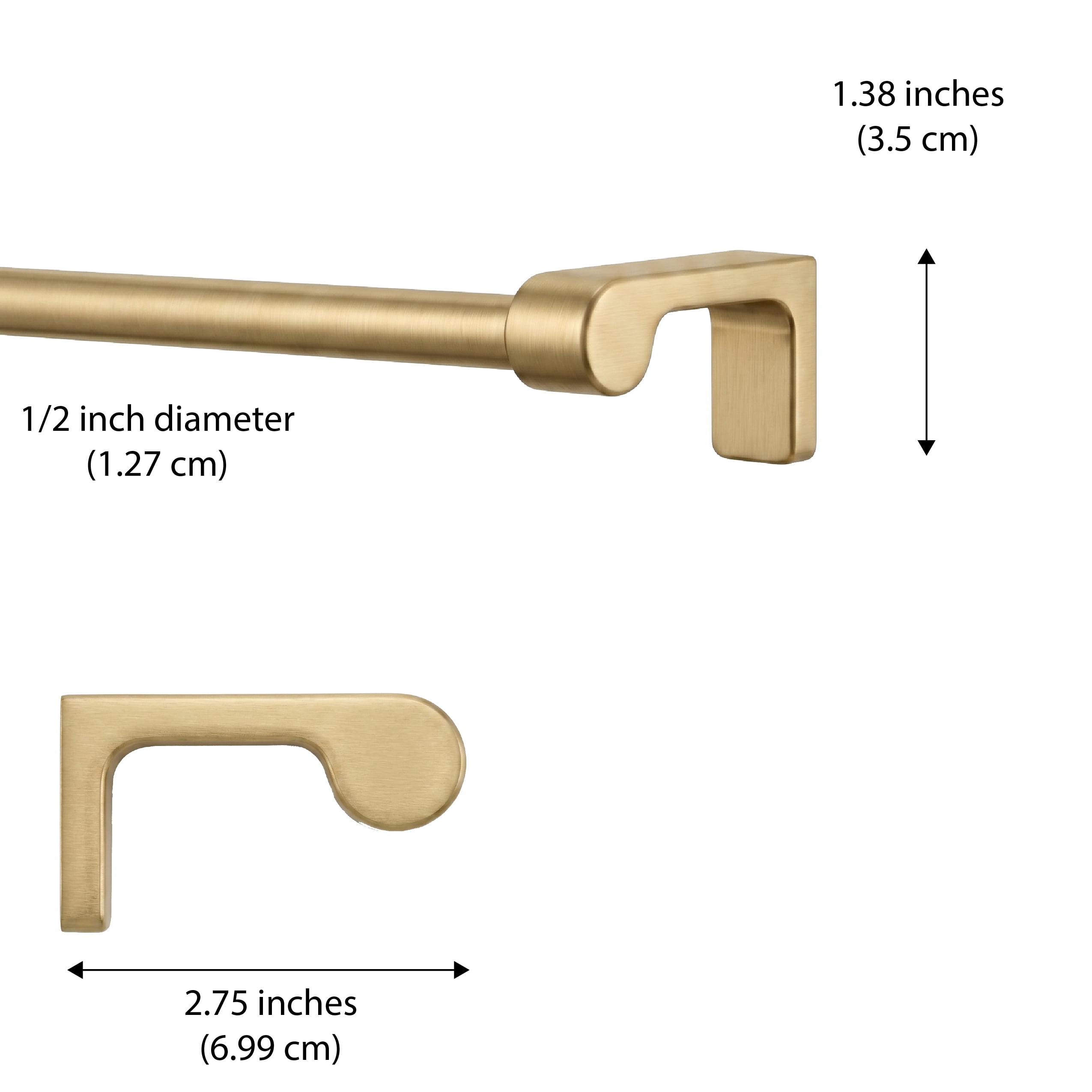 Mainstays 1/2" Brass Minimal Single Curtain Rod, 48"-84"