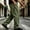 Army Green, variant on Men Soft Knit Cargo Sweatpants Sevevn Oversized Side Patch Utility Pockets Elastic Waist Wide Straight Leg Solid Loose Trousers For Street Sports And Daily Relax Wear