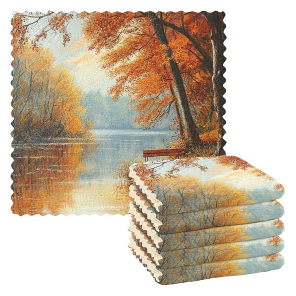 6 Pieces of Kitchen Towels 11x11Inch Kitchen Dish Cloths Kitchen Dish Towels Reuseable Cleaning Cloths A River